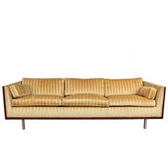 Milo Baughman Case Sofa with Velvet Upholstery
