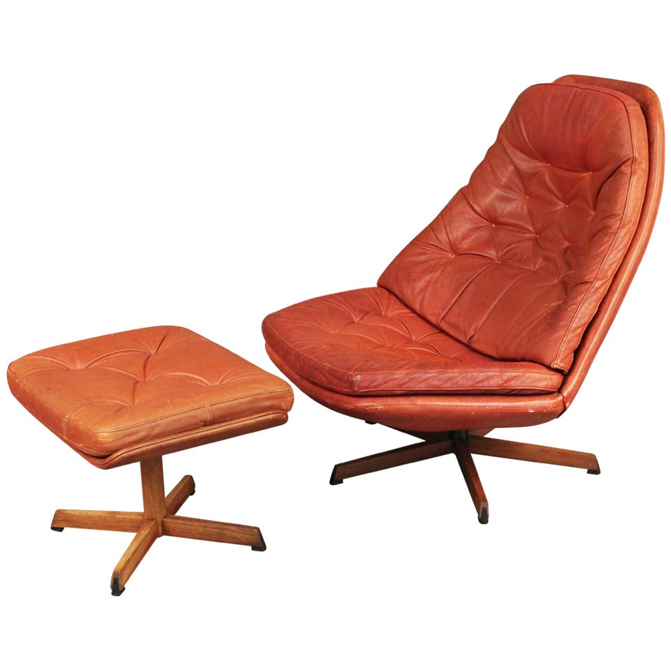 Sedia da salotto e ottomana danese di H. W. A. Klein