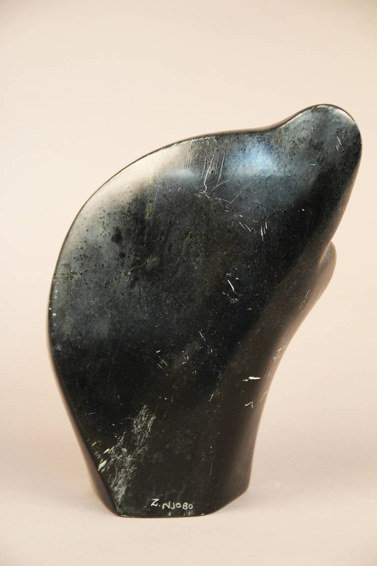 African Stone Sculpture by Zachariah Njobo In Good Condition For Sale In Bridport, CT