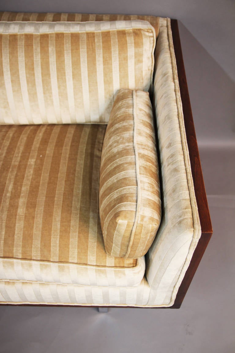 American Milo Baughman Case Sofa with Velvet Upholstery