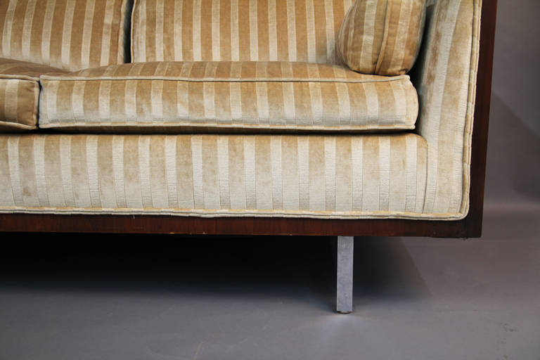 Milo Baughman Case Sofa with Velvet Upholstery In Good Condition In Bridport, CT