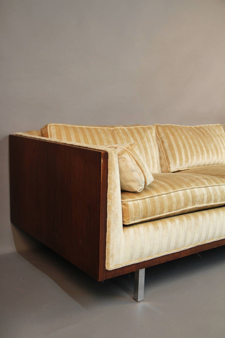 Mid-20th Century Milo Baughman Case Sofa with Velvet Upholstery