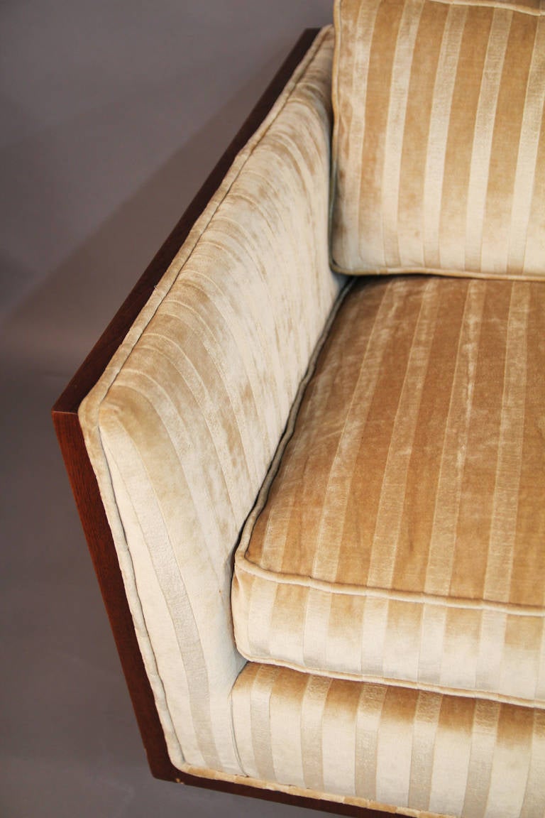 Milo Baughman Case Sofa with Velvet Upholstery 4
