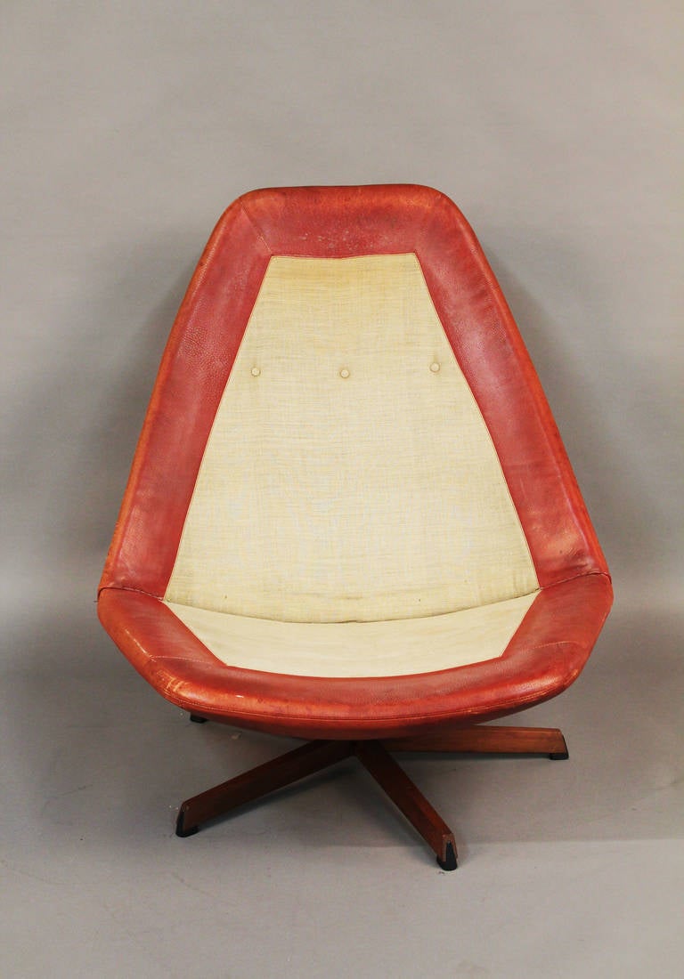 Pelle Sedia da salotto e ottomana danese di H. W. A. Klein