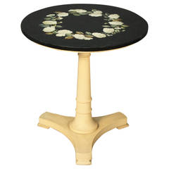Jacques Bodart Pietra Dura Table Top with Floral Design on White Wood Base