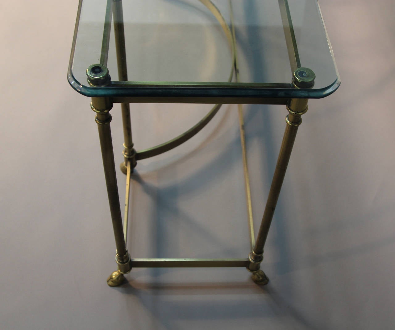 Mid-Century Modern Brass Console with Glass Top 2