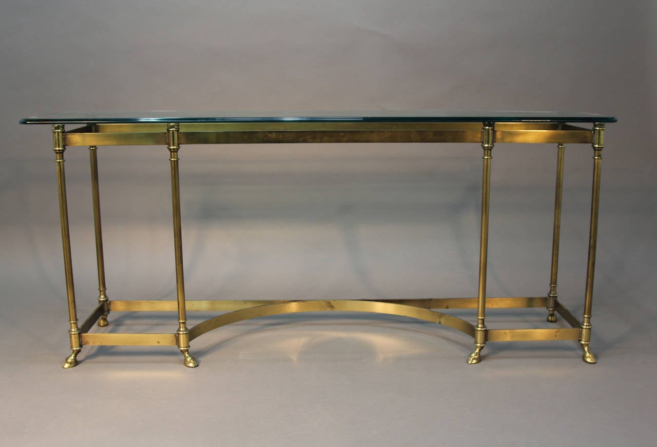 Mid-Century Modern Brass Console with Glass Top 3