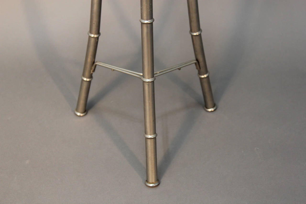 Late 20th Century Chrome Faux Bamboo, Lucite and Glass Ice Bucket on Stand For Sale
