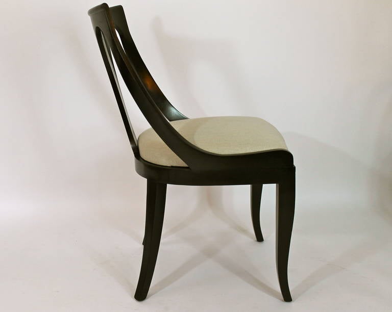 Ebonized Set of Six Empire Style Dining Chairs by Kindel