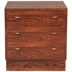 Rosewood with Brass Pulls 3 Drawer Chest