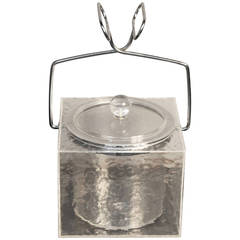 Lucite “Block of Ice” Bucket with Tong Handles and Insert