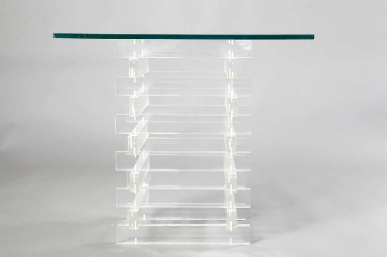Modern Sculptural Stacked Lucite Side Table