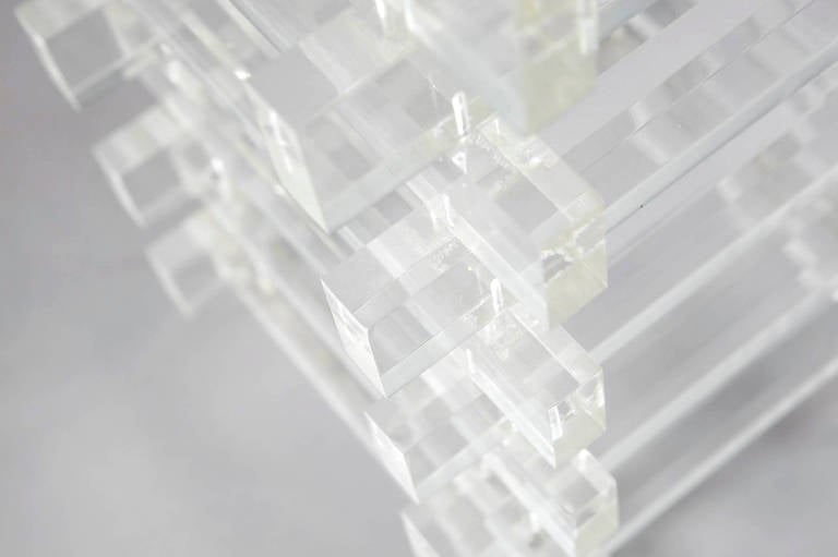 Late 20th Century Sculptural Stacked Lucite Side Table