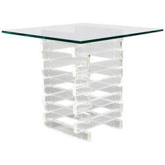 Sculptural Stacked Lucite Side Table