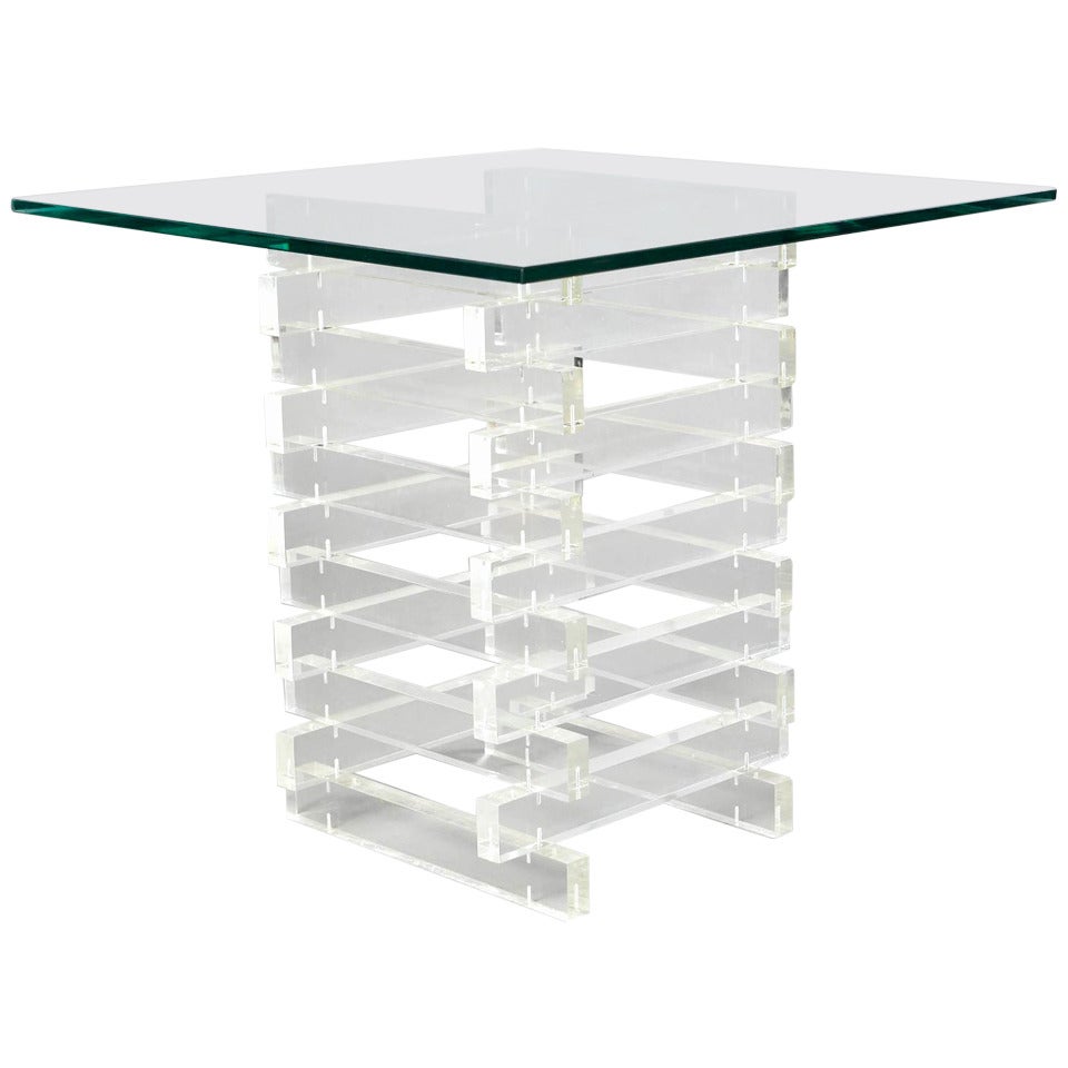Sculptural Stacked Lucite Side Table