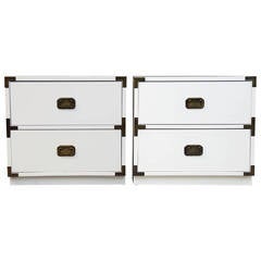 Pair of Newly Lacquered Campaign Nightstands