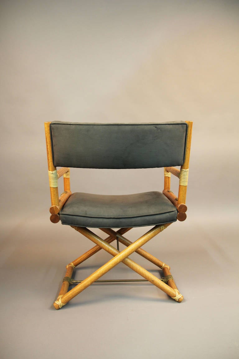 Set of Six McGuire Directors Chairs, Oak Safari Style at 1stDibs