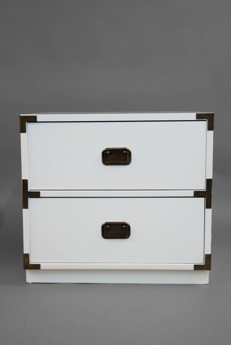 Late 20th Century Pair of Newly Lacquered Campaign Nightstands