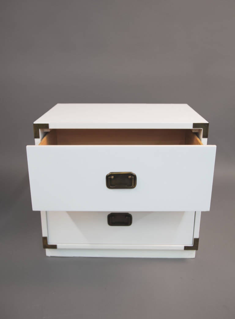 Pair of Newly Lacquered Campaign Nightstands 1