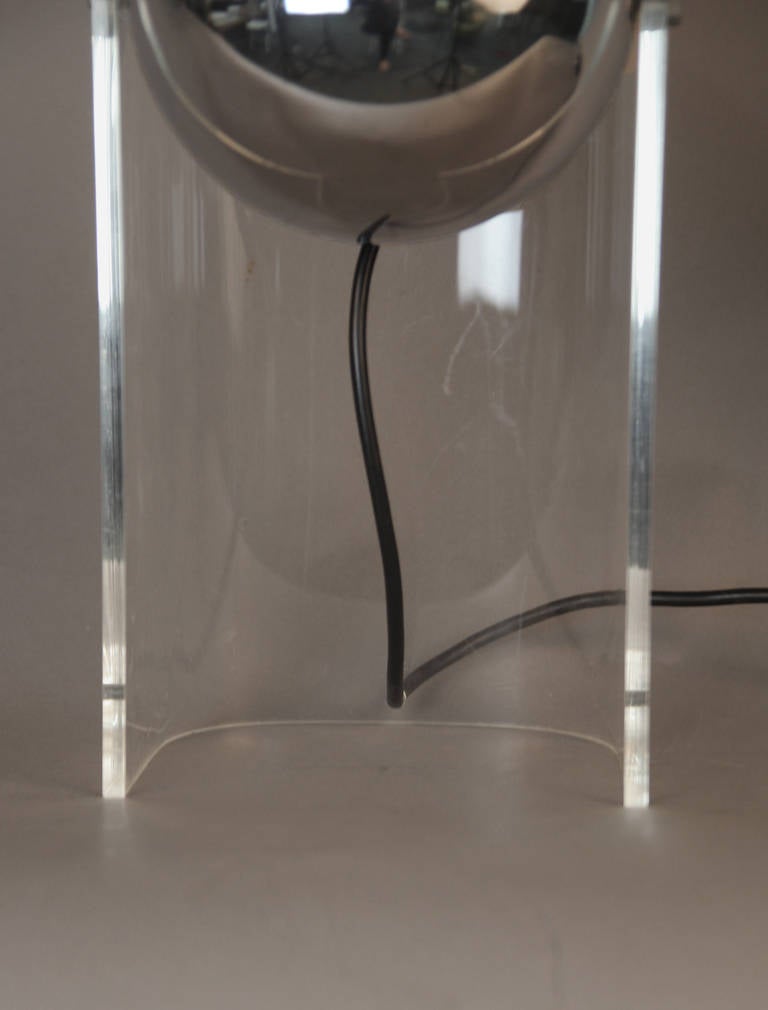 Pair of Robert Sonneman Lucite and Chrome Table Lamps 1