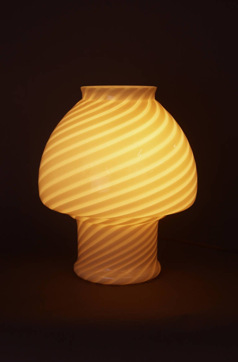 Italian Vetri Handblown Murano Glass, Swirled Table Lamps