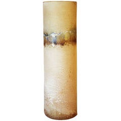 Cylindrical Scavo Murano Glass Vase by Barbini 3