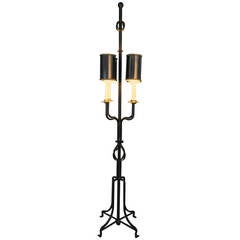 Tommi Parzinger Wrought Iron Floor Lamp with Shades