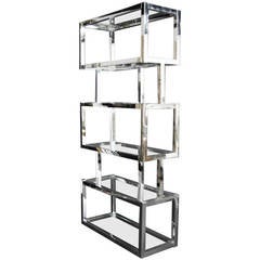 Chrome and Glass Cubic Etagere