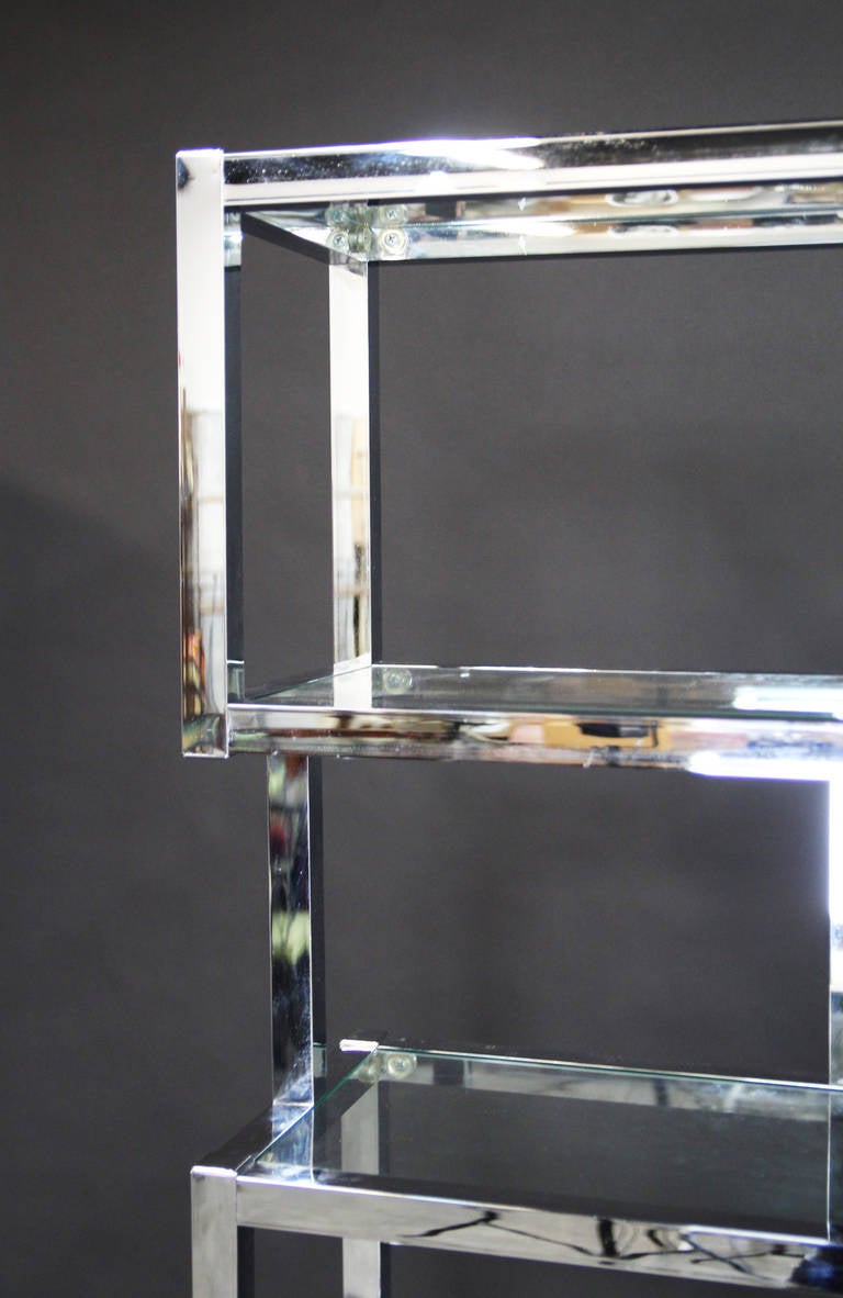 Chrome and Glass Cubic Etagere 1