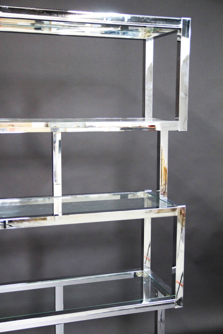 Chrome and Glass Cubic Etagere 2