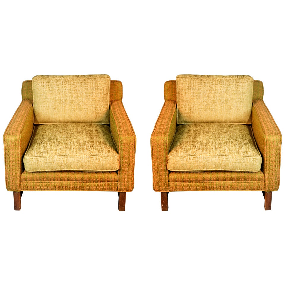 Pair of Directional Design Tuxedo Club Chairs by Sedgefield