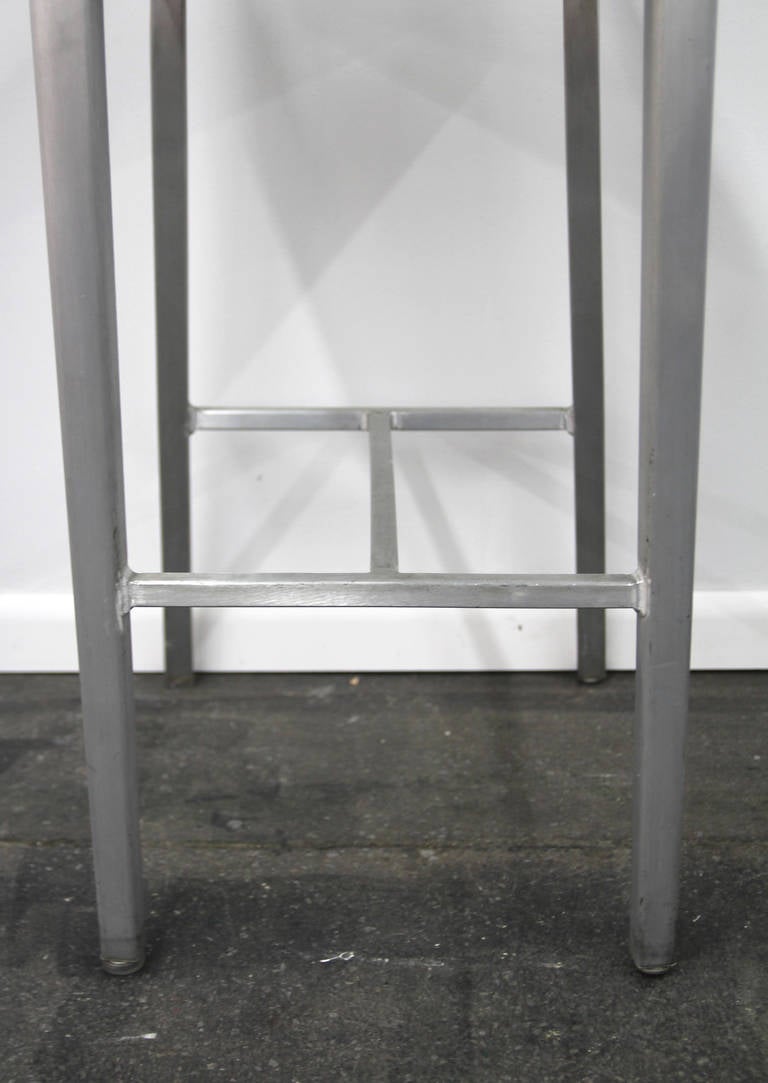 American Pair of Emeco NAVY Counter Stools in Brushed Aluminum
