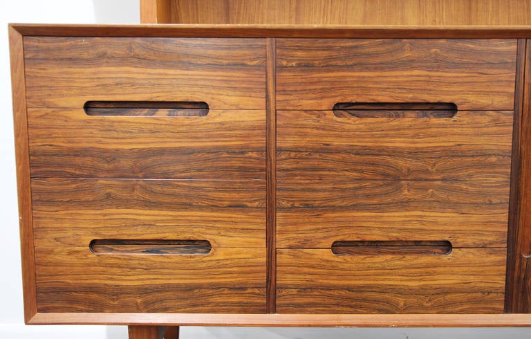 Danish Mid-Century Buffet with Hutch, Trays and Tambour Door 2