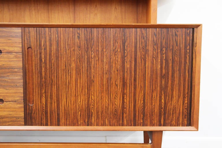 Danish Mid-Century Buffet with Hutch, Trays and Tambour Door 4