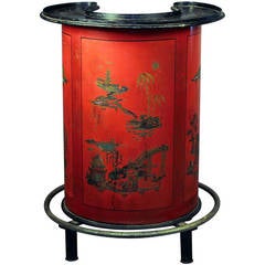 1920s Tole Train Bar Cart