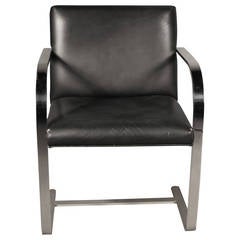 Mies Van der Rohe Brno Flat-Bar Black Leather Chair