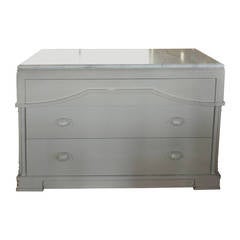 Cream Lacquered Dresser with Carrara Marble Top by James Mont, circa 1940s