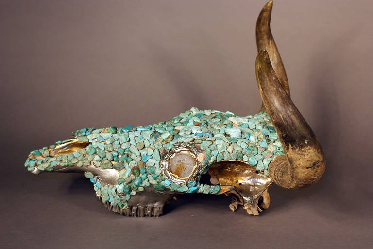 turquoise cow skull
