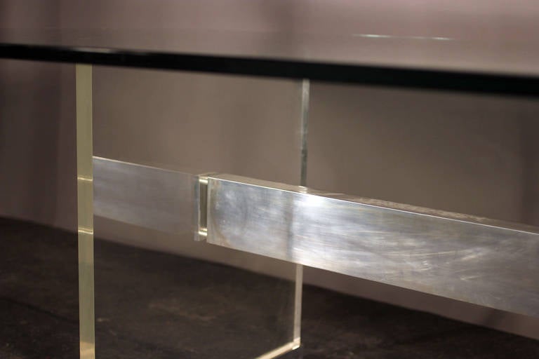 John Stuart Lucite and Metal Base with Glass Top Dining Table 1