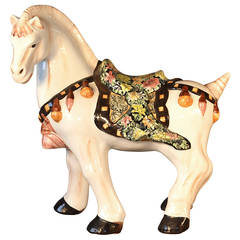 Large Mid-Century Italian Glazed Ceramic Horse Sculpture 9