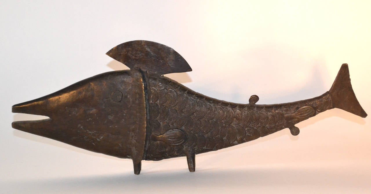 Nigerian Benin Bronze Fish Sculpture