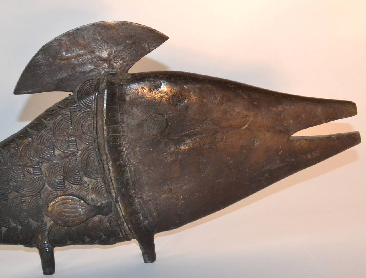 Mid-20th Century Benin Bronze Fish Sculpture