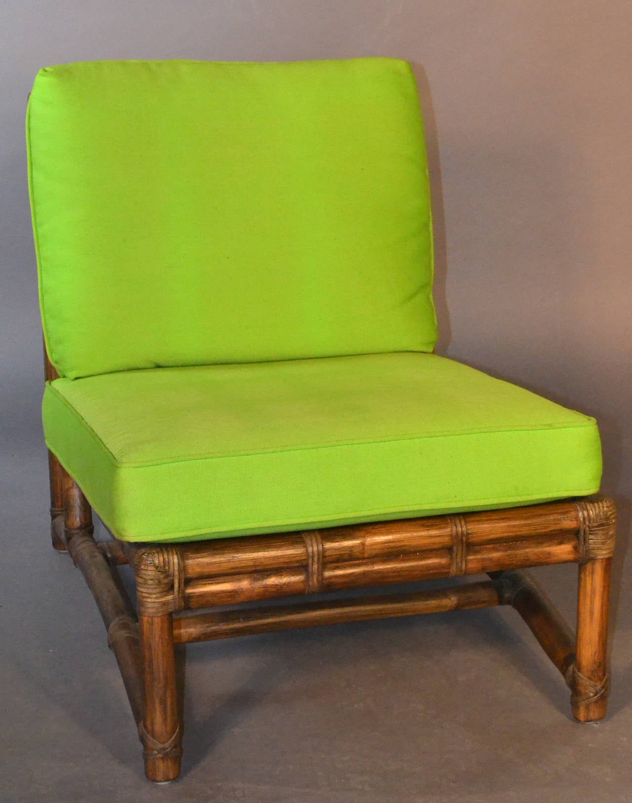 American Pair of McGuire Low Lounge Chairs in Bamboo