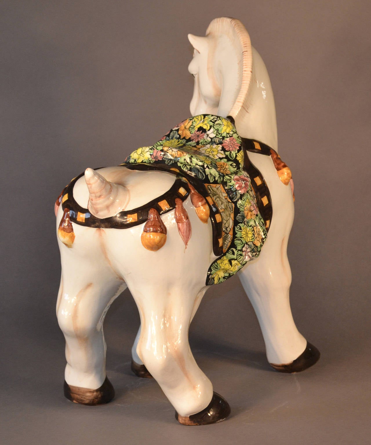 Large MidCentury Italian Glazed Ceramic Horse Sculpture For Sale at