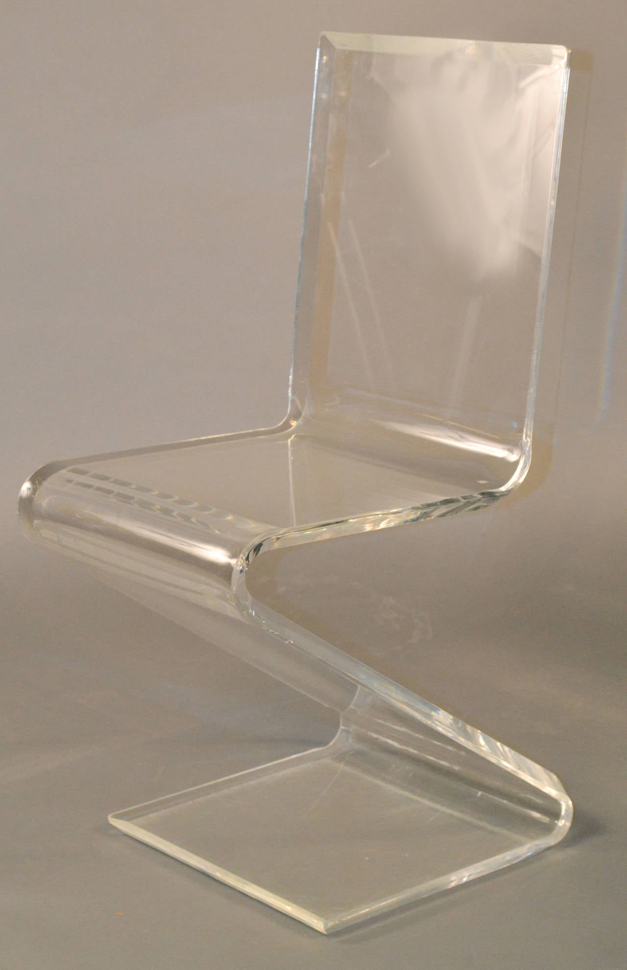 American Set of Six Lucite Z Chairs in the Style of Gerrit Reitveld