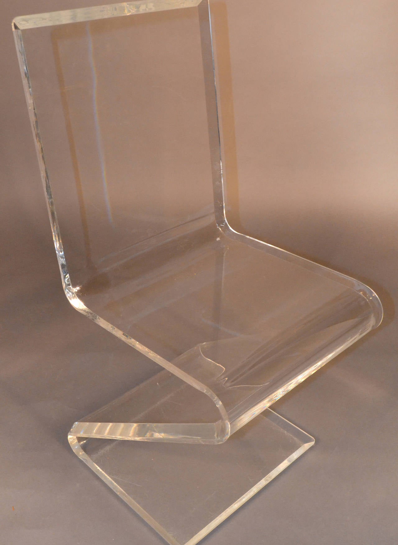 Set of Six Lucite Z Chairs in the Style of Gerrit Reitveld 1