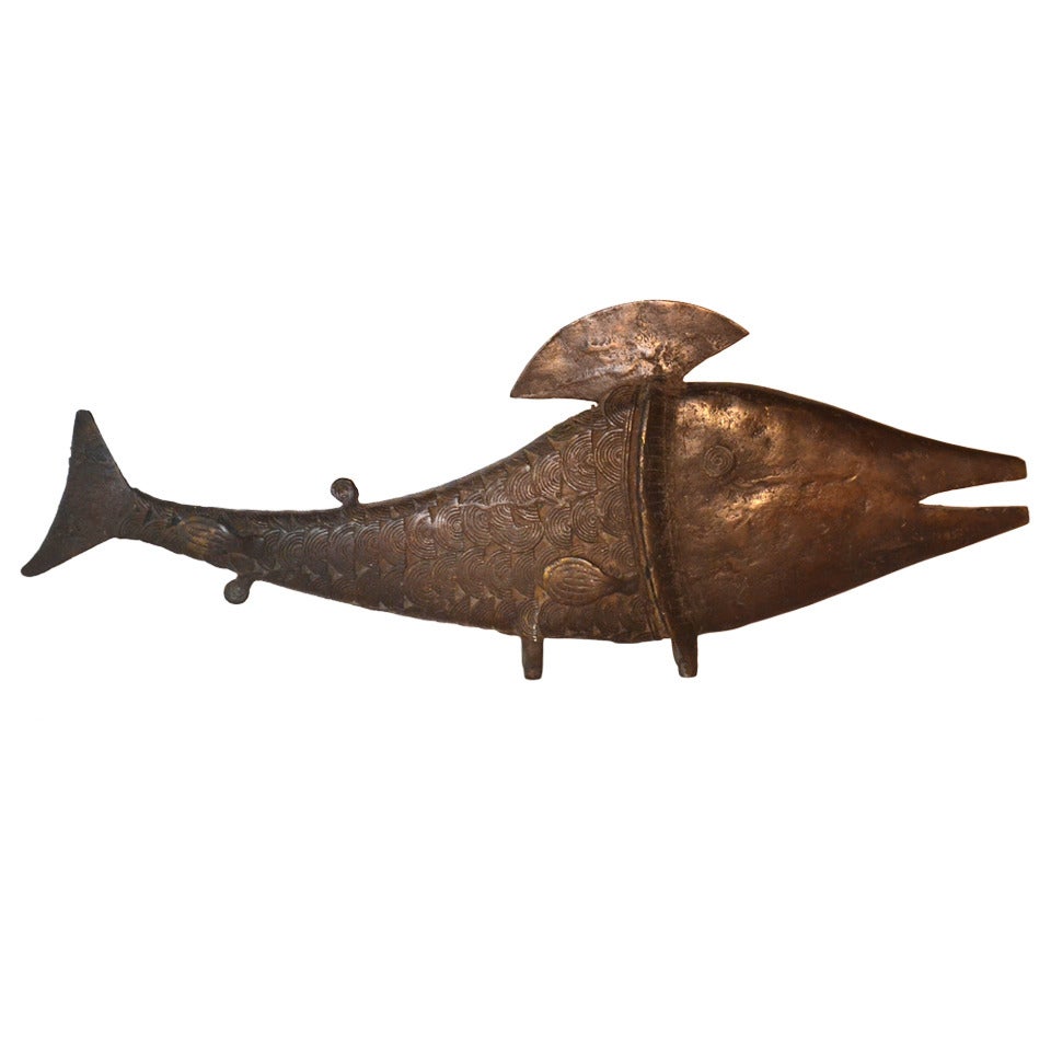 Benin Bronze Fish Sculpture