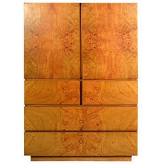 Burled Wood Wardrobe or Mans Chest by Lane with Drawers