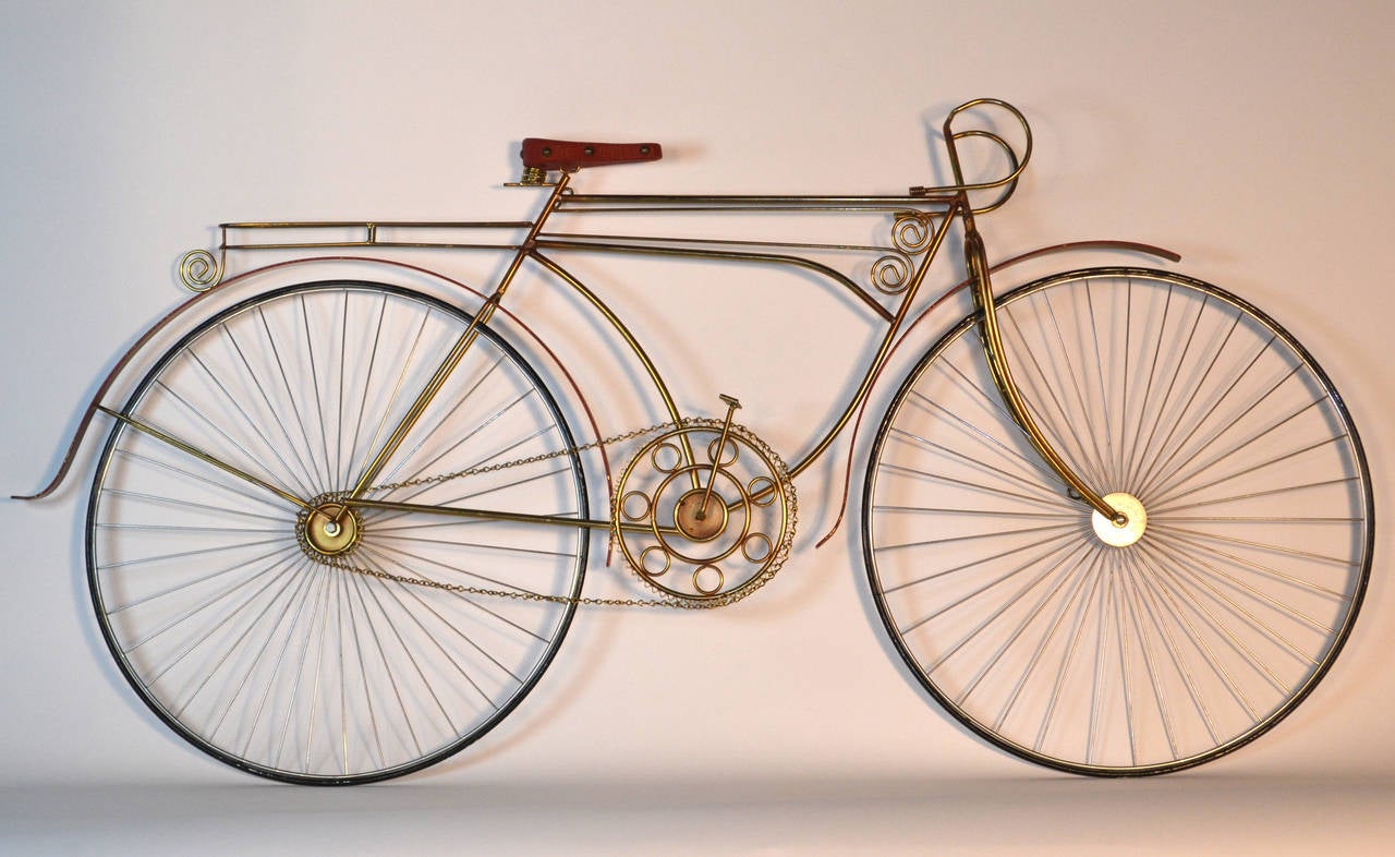 Curtis Jere wall mounted two wheel bicycle sculpture.