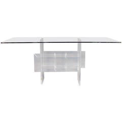 Very Rare Lucite Base Dining Table with Glass Top